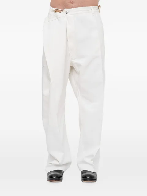 Setchu Wrong Size asymmetric wide-leg trousers Neutrals P066WRONGSIZEDENIMPAPER