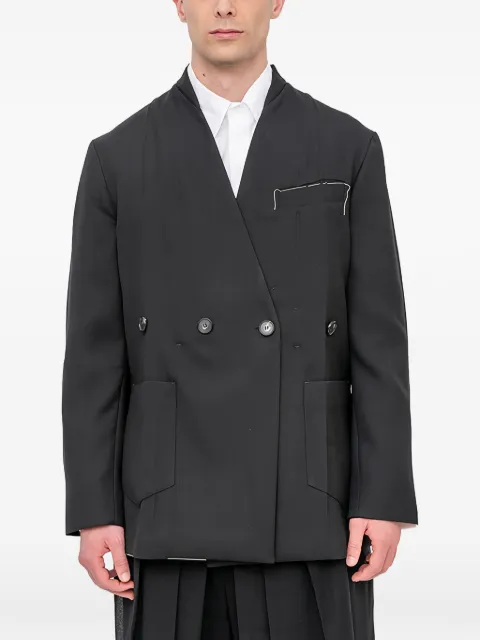 Setchu Origami double-breasted jacket Black J014NOLAPELORIGAMIJACKETMAKISUWOOL