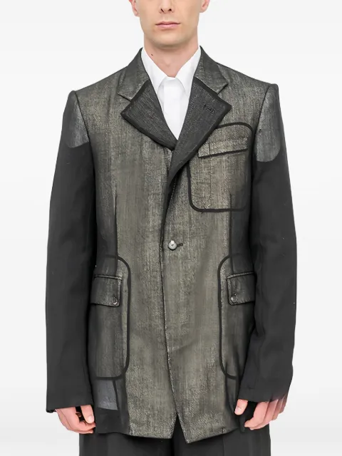 Setchu metallic-effect panelled blazer Grey J032TRAVELJACKETCVWOOLFISHINGNET