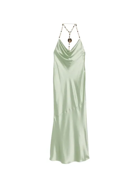 Retrofete Odalis bead-embellished cowl-neck maxi dress Green RSS251144617