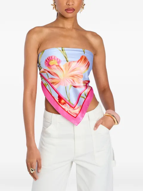 Retrofete floral-print silk top Blue RSS251127111