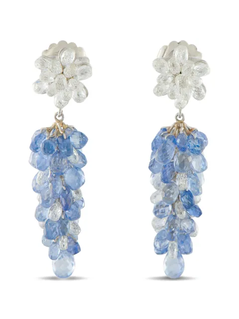 LB Exclusive diamond sapphire dangle earrings Silver MF30021026