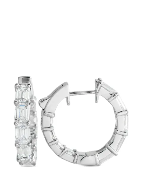 LB Exclusive baguette-cut diamond hoop earrings Silver AER20760