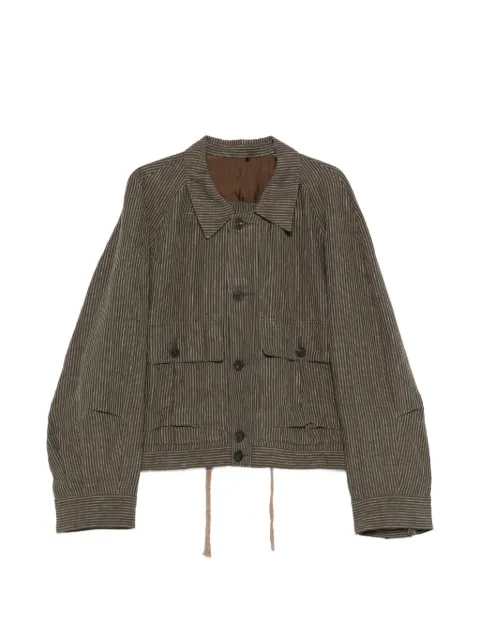Ziggy Chen striped buttoned shirt jacket Green OM2610927