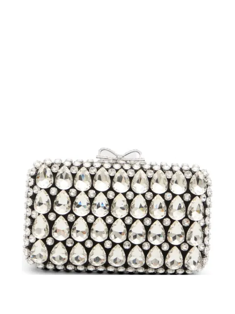 Self-Portrait crystal-embellished bow clutch White SS26305ABBLACK