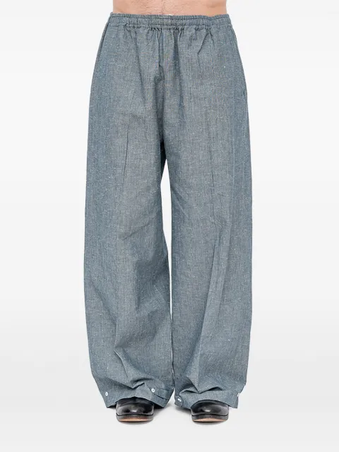 Setchu button-detail wide-leg trousers Blue P048PIJAMAPANTS2PAPERCHAMBRAY