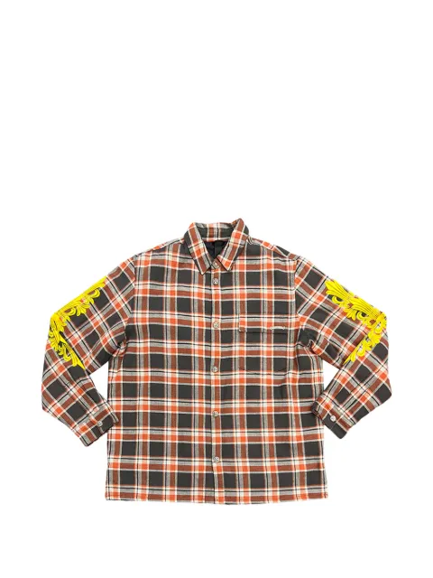 Chrome Hearts check embroidered flannel jacket Black CHRM0844