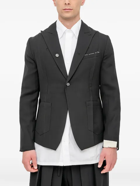 Setchu Origami single-breasted suit jacket Grey J055PICCOLOORIGAMIJACKETMAKISUWOOL