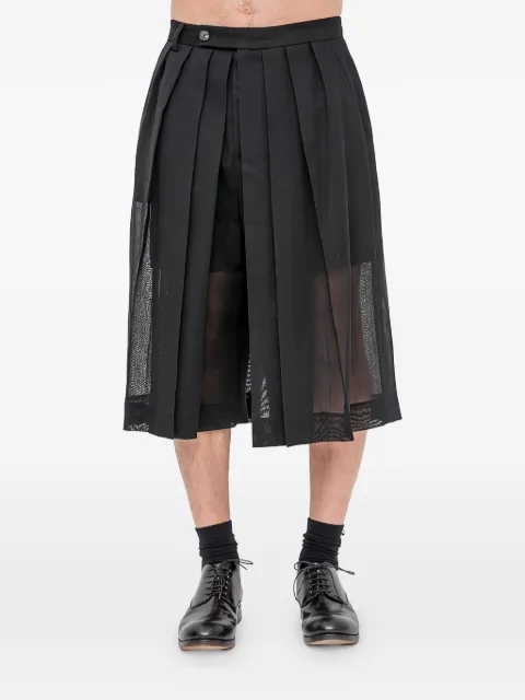Setchu Hakama semi-sheer cropped trousers Black P007HAKAMAPANTSMEDIUMWOOLFISHINGNET