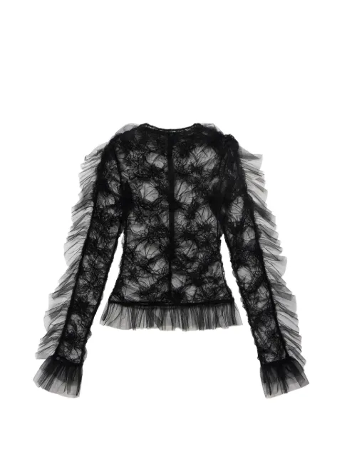 Blumarine ruffled butterfly-motif top Black 4C233A