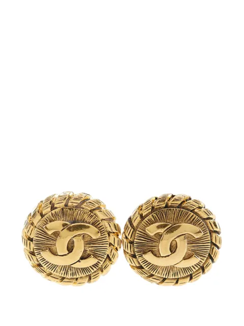 CHANEL Pre-Owned 1970-1980 CC Gold Plated Round Clip On Earrings costume earrings Gold CNO7LTGZ3FTKIXC3