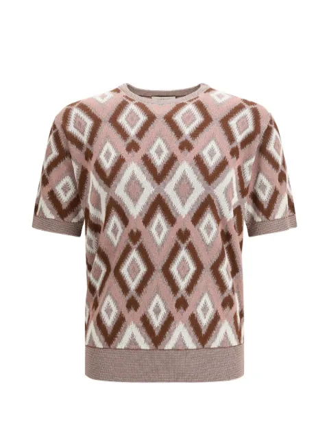 Piacenza Cashmere patterned short-sleeve sweater Pink M1150013001