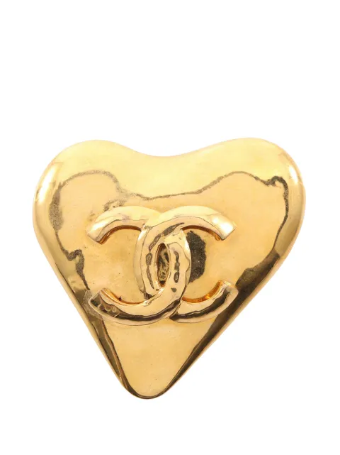 CHANEL Pre-Owned 1993 CC Gold Plated Heart Brooch costume brooch Gold YSKMH2D627PU7IFJ