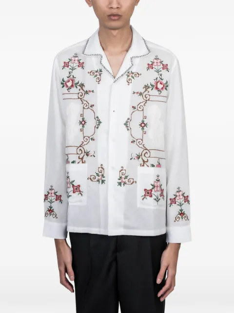 Baziszt Sena floral-embroidered pocket shirt White BZSS26SR140960053