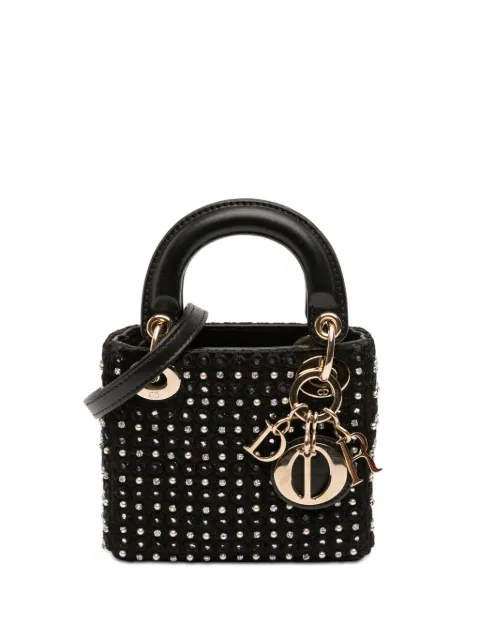 Christian Dior Pre-Owned 2023 Micro Satin Crystal Embellished Lady Dior satchel Black H2M1J0A6PH5GERYC