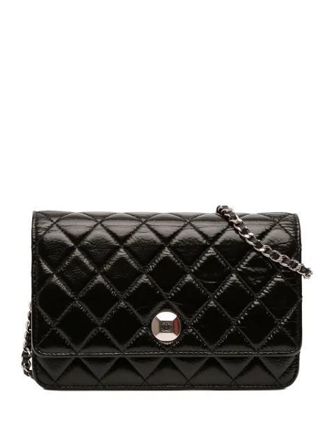 CHANEL Pre-Owned 2018 CC Quilted Crinkled Patent Wallet On Chain crossbody bag Black PZVCSHHE56Q7DCT4