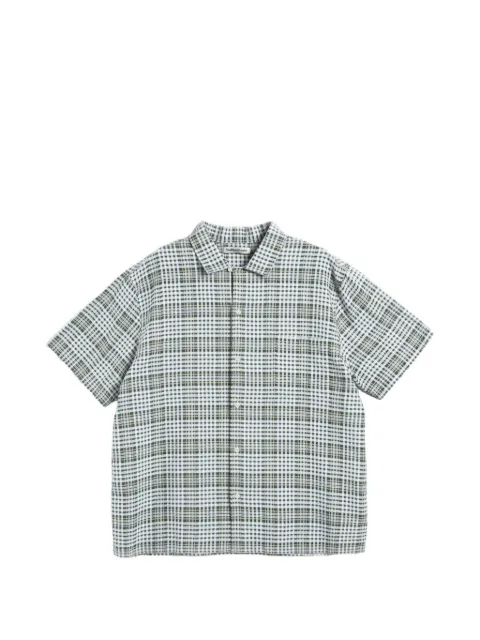 YMC Malick short-sleeve checked shirt White P2AAB