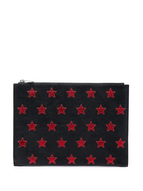 Saint Laurent Pre-Owned 2016 Leather Star Rider Tablet Pouch clutch bag Black 3DA8KSUUOJOZM660