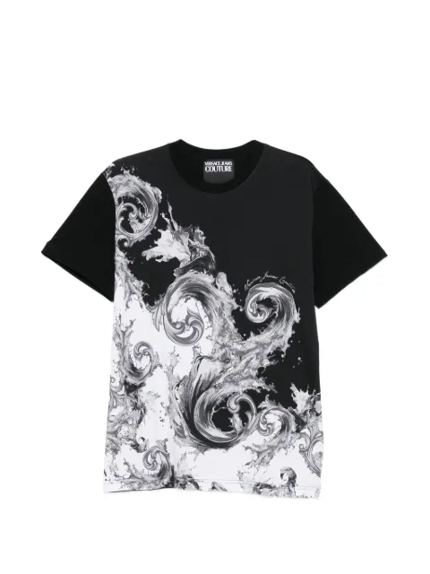 Versace Jeans Couture Barocco-print T-shirt Black 80GAH6SBJS541