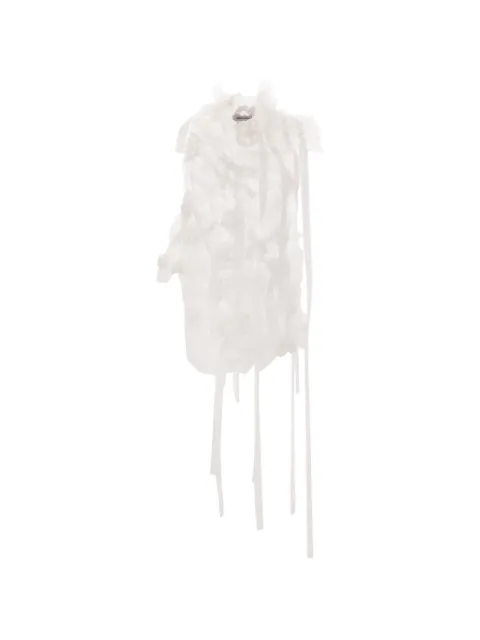 RÓISÍN PIERCE flower-embellished ribbon blouse White RP90136IVORY