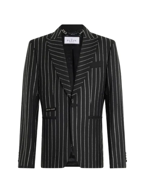 Philipp Plein jacquard blazer Lord-fit strass Black SAFCMRF2123PTE021N
