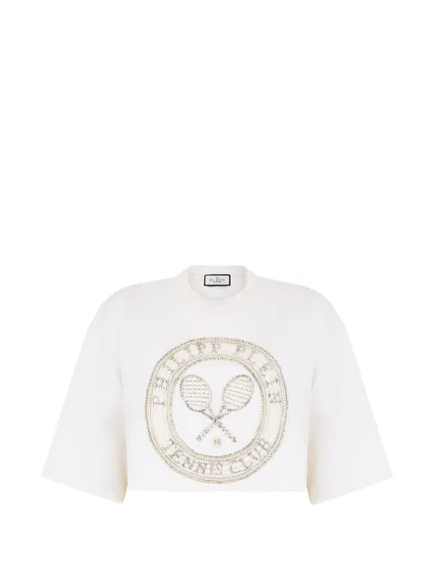 Philipp Plein embellished cropped T-shirt Neutrals PAFCWTK3928PJY002N