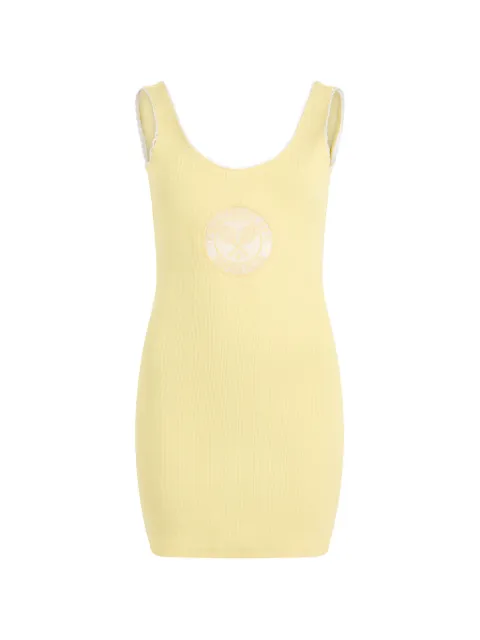 Philipp Plein scalloped ribbed mini dress Yellow PAFCWTG0696PJY002N