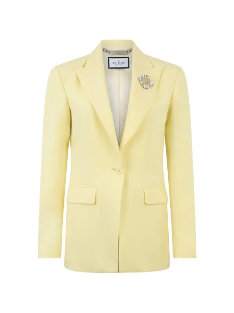 Philipp Plein wool fitted single-breasted blazer Yellow PAFCWRF0808PTE076N