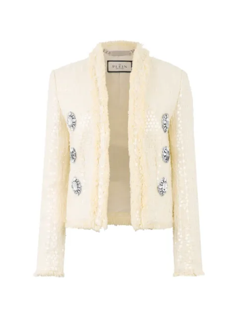 Philipp Plein tweed bolero paillettes Neutrals PAFCWRB1595PTE173N