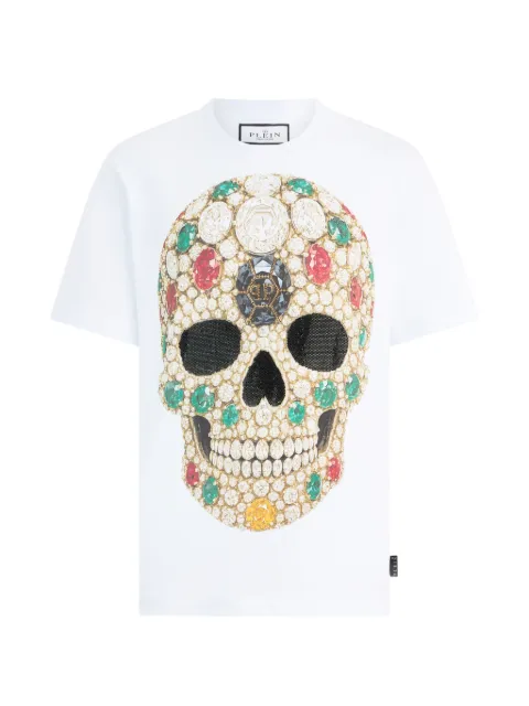 Philipp Plein round neck skull stones T-shirt White PAFCMTK9060PJY002N