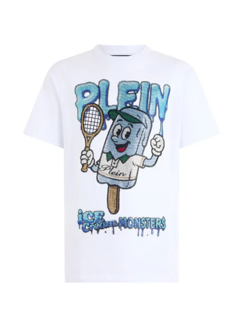 Philipp Plein round neck T-shirt Ice Cream tennis White PAFCMTK9053PJY002N