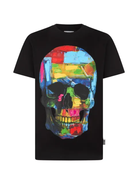 Philipp Plein round neck T-shirtvpainted Skull Black PAFCMTK8985PJY002N