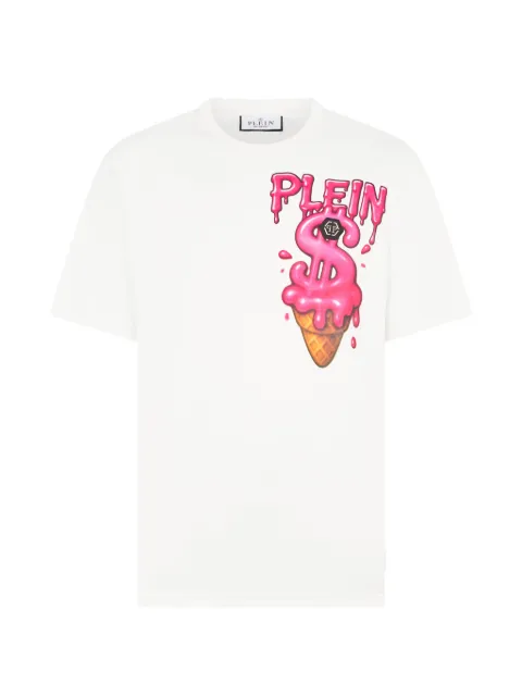 Philipp Plein round neck T-shirt Ice Cream Dollar White PAFCMTK9042PJY002N