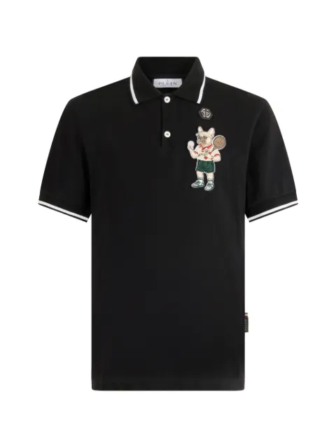 Philipp Plein tennis patch polo shirt Black PAFCMTK9011PTE179N