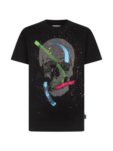 Philipp Plein Skull paint-splash T-shirt Black PAFCMTK8987PJY002N