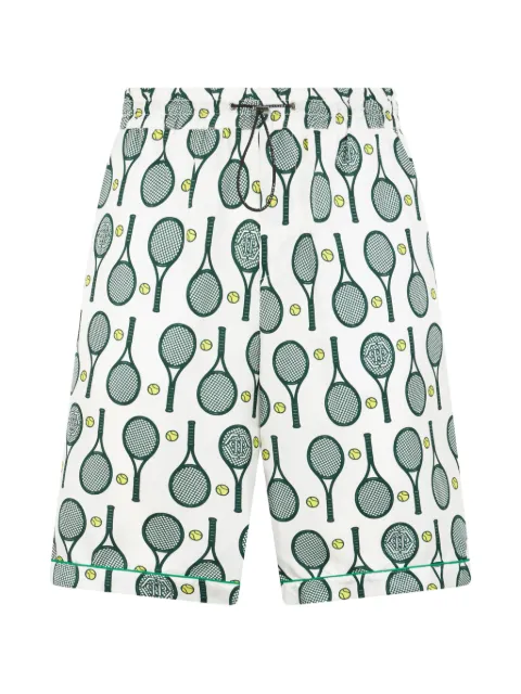 Philipp Plein silk drawstring shorts tennis White PAFCMRT1671PTE104N