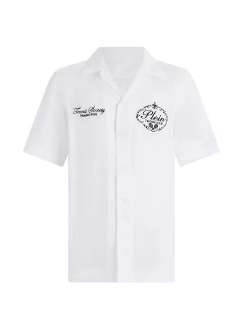 Philipp Plein linen bowling shirt Tennis Club White PAFCMRP2575PTE105N