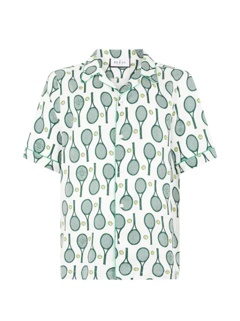 Philipp Plein silk bowling shirt Tennis White PAFCMRP2573PTE104N