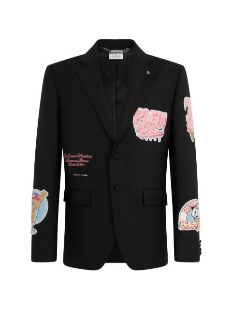 Philipp Plein Gigolo fit blazer Ice Cream patches Black PAFCMRF2140PTE022N