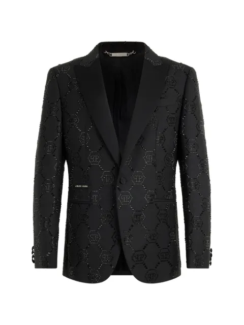 Philipp Plein monogram slim blazer Black PAFCMRF1889PTE076N