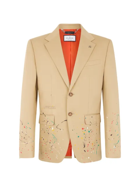 Philipp Plein blazer gigolo fit paint slapsh painted Neutrals PAFCMRF2119PTE003N
