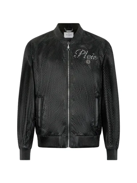 Philipp Plein perforated leather bomber Black PAFCMRB3058PNY011N