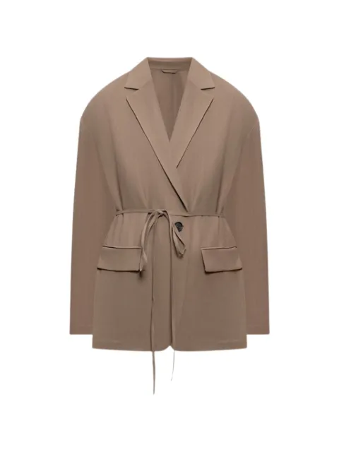 Brunello Cucinelli belted-waist notched-lapel jacket Neutrals MH1267591C9325