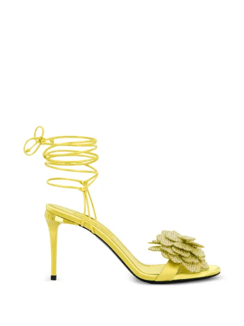 Philipp Plein lace-up high-heels sandals strass Flower 9 Yellow PAFSWSA0778PTE003N