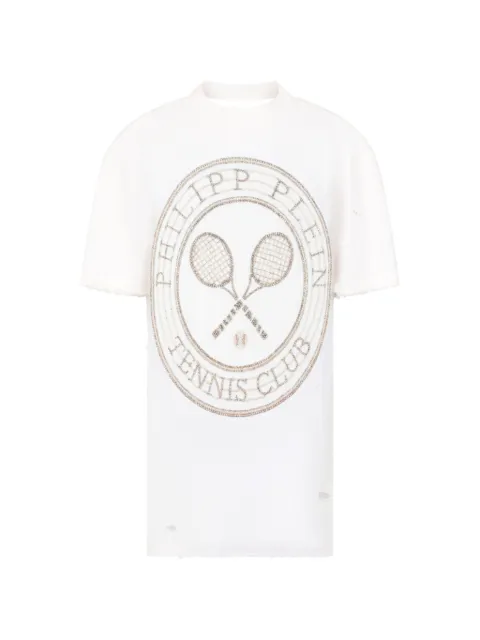 Philipp Plein Tennis Club open-back dress White PAFCWTG0698PJY002N