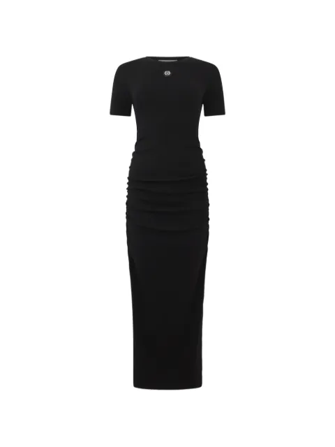 Philipp Plein logo-patch maxi dress Black PAFCWTG0690PJY002N