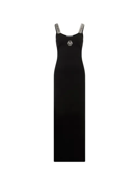Philipp Plein long tank dress strass Hexagon Black PAFCWTG0686PJY002N