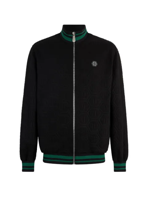Philipp Plein jacquard monogram zip-up sweatshirt Black PAFCMJB4000PTE003N