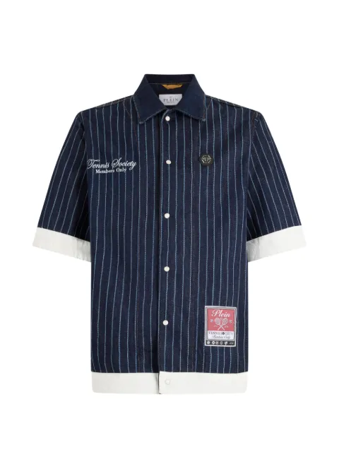 Philipp Plein shortsleeve denim overshirt tennis Blue PAFCMDP0289PDE004N