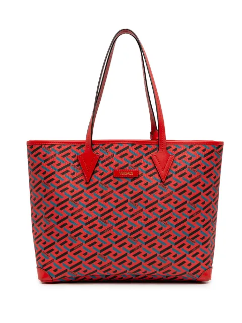 Versace Pre-Owned 2021-2025 Coated Canvas La Greca tote bag Red E9KBFA3DIFKF7QPS
